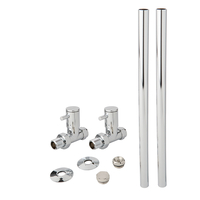 Set Minimalista di Tubi e Valvole Diritte per Radiatore Cromato - 15mm