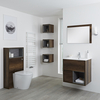 Set Mobili Bagno Rovere Scuro 800mm con Lavabo,  Mobile WC,  Mobile Murale e Sanitario - Hoxton