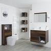 Set Mobili Bagno Rovere Scuro con Lavabo 800mm,  Mobile WC,  Mobile Murale,  Specchio e Sanitario - Hoxton