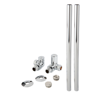 Set Moderno di Tubi e Valvole ad Angolo per Radiatore Cromato - 15mm