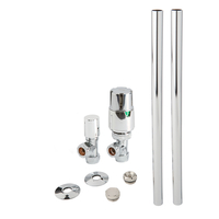 Set Moderno di Tubi e Valvole Termostatiche a Squadra per Radiatore Cromato - 15mm