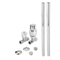 Set Moderno di Tubi e Valvole Termostatiche Diritte per Radiatore Cromato - 15mm