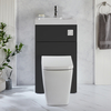 Set Sanitario Sanford Moderno con Lavabo Integrato - Grigio Nero - 500mm x 890mm - Pulsante di Scarico Cromato