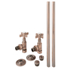 Set Tradizionale di Valvole a Squadra con Tubi per Radiatore Bronzo Spazzolato - 15mm