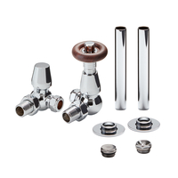 Set Tradizionale di Valvole Termostatiche Angolari e Copri Tubi per Radiatore - Cromato - Regent