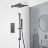 Sistema Doccia Termostatico Grigio con Soffione Doccia,  Asta Saliscendi con Doccetta (2 Vie) - Preto