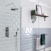 Sistema Doccia Termostatico Tradizionale con Soffione Doccia da 200mm,  Doccetta e Braccio Murale - Cromo & Nero - Elizabeth