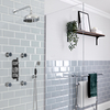 Sistema Doccia Termostatico Tradizionale con Soffione Doccia da 200mm,  Doccetta,  Idrogetti e Braccio Murale - Cromo & Nero - Elizabeth