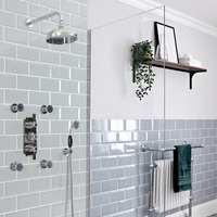 Sistema Doccia Termostatico Tradizionale con Soffione Doccia da 200mm,  Doccetta,  Idrogetti e Braccio Murale - Cromo & Nero - Elizabeth