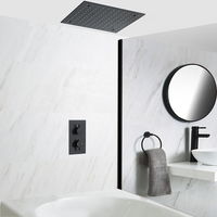 Sistema Termostatico Doccia e Vasca Nero con Soffione Quadrato Incassato da 400mm (1 Via) - Nox