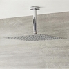 Soffione Fisso Quadrato Ultrapiatto - 400mm x 400mm - Acciaio Inox con Braccio Doccia a Soffitto