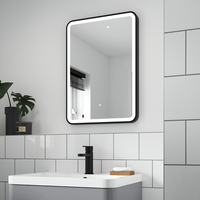 Specchio con Illuminazione a LED con Cornice Nera 25W e Antiappannamento - 500mm x 700mm