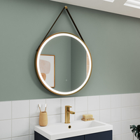 Specchio Rotondo Ottone Spazzolato con Illuminazione a LED 21W e Antiappannamento - 800mm