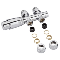 Valvole Diritte Termostatiche Multiblock H per Radiatori 3/4” con Adattatori Rame Ø16mm