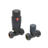 Valvole Termostatiche Diritte per Radiatore - Finitura Antracite - Realizzate in Ottone - Per Tubi da 15mm