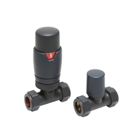 Valvole Termostatiche Diritte per Radiatore - Finitura Antracite - Realizzate in Ottone - Per Tubi da 15mm