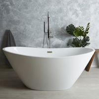 Vasca Centro Stanza Ovale con Estremità Doppia - Bianca - Stile Moderno - 1700mm x 750mm - Ashbury