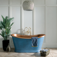 Vasca da Bagno a Doppia Estremità - Rame con Esterno Blu Patinato - Scelta di Dimensioni