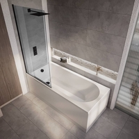 Vasca da Bagno a Estremità Singola con Parete Vasca in Vetro Fumé - Scelta di Dimensioni e Pannelli - Covelly
