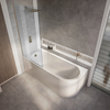 Vasca da Bagno Angolare Moderna con Sezione Interna Ovale - 1700mm x 725mm con Parete Vasca in Rame Spazzolato
