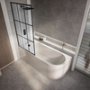 Vasca da Bagno Angolare Moderna con Sezione Interna Ovale 1700mm x 725mm con Parete Vasca a Griglia Nera