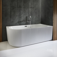 Vasca da Bagno Angolare Stile Moderno Design Scanalato - Versione Destra - 1700mm x 800mm