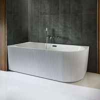 Vasca da Bagno Angolare Stile Moderno Design Scanalato - Versione Sinistra - 1700mm x 800mm