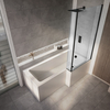 Vasca da Bagno Asimmetrica con Doccia con Parete Doccia Nera - Scelta di Dimensioni,  Pannelli ed Opzioni di Entrata