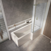 Vasca da Bagno Asimmetrica con Doccia con Parete Doccia Oro Spazzolato - Scelta di Dimensioni,  Pannelli ed Opzioni di Entrata