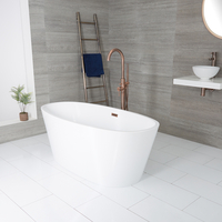Vasca da Bagno Centro Stanza Ovale Moderna - 1595 x 740mm - Scelta di Finitura Troppopieno - Ashbury