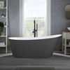 Vasca da Bagno Centro Stanza Ovale Moderna Bianca a Doppia Estremità - Rosa - 1500mm x 750mm - Troppo Pieno Cromato