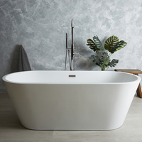 Vasca da Bagno Centro Stanza Ovale Moderna Bianca a Doppia Estremità - Scelta di Dimensioni - Covelly