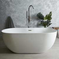 Vasca da Bagno Centro Stanza Ovale Moderna Bianca a Doppia Estremità - Scelta di Dimensioni - Otterton