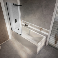 Vasca da Bagno con Parete Quadrata Nera - 1700mm x 750mm - Scelta di Pannelli