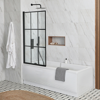 Vasca da Bagno con Parete Vasca a Griglia Nera e Pannelli - 1700 x 750mm - Sandford