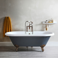 Vasca da Bagno Freestanding Grigio con Piedini Bronzo Lucidato ad Olio 1795 x 785mm - Elton