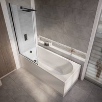 Vasca da Bagno Moderna ad Estremità Singola con Parete Vasca Nera - Scelta di Dimensioni e Pannelli