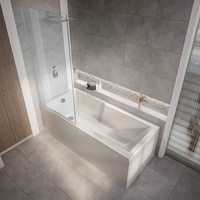 Vasca da Bagno Moderna Dritta con Sezione Doccia Quadrata - 1700 mm x 750 mm - Selezione di Pareti Doccia e Pannelli