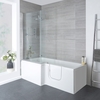 Vasca da Bagno Profonda Asimmetrica con Doccia con Parete e Pannelli Vasca - 1700 x 850mm - Entrata da Destra o Sinistra - Merso