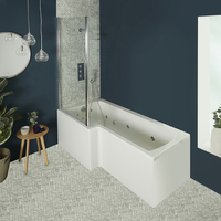 Vasca da Bagno Quadrata con Parete Vasca - Scelta di Idrogetti Whirlpool - Sandford,  Dimensioni,  Pannelli Vasca