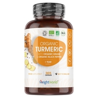 Bio Curcuma con Piperina - 365 Capsule - Per Pelle,  Ossa,  Articolazioni e Benessere Generale - Alta Biodisponibilità - Confezione per un anno