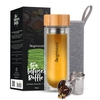 Bottiglia Infusore Te - Tea Infuser Bottle in Doppio Vetro,  Infusore in Acciaio e Tappo in Bambù Tecnologia Antigoccia - Porta il Te con Te