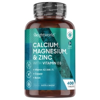 Calcio,  Magnesio e Zinco con Vitamina D3 - Integratore naturale per il benessere - 400 Compresse