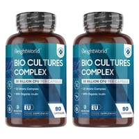 Capsule complesse di colture biologiche - Adatto allo stomaco - 50 miliardi di organismi - 60 Capsule vegane - Confezione da 2