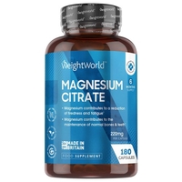 Citrato di Magnesio - 180 Capsule 220 mg - Integratore Naturale Benessere - Confezione 6 Mesi