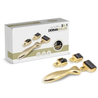 Dermaroller Viso - Derma Roller 3 in 1 con Testine Intercambiabili 540 micro aghi da 0.55 mm in titanio per diverse aree del viso e del corpo