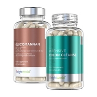 Glucomannano Compresse + Intensive Colon Cleanse Combo -10% - Integratori di Fibre per 10 Giorni - Detox,  Soppressore Appetito - Con Fibra di Psyllium