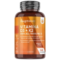 Vitamina D3+K2 (2000 UI + 200 mcg) - 365 Compresse - Per Articolazioni e Difese Immunitarie