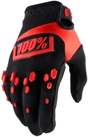 100% Airmatic Hexa Guanti Giovani Motocross,  nero-rosso,  dimensione S