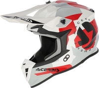 Acerbis Linear Graphic Casco da motocross,  grigio-bianco-rosso,  dimensione M per uomo